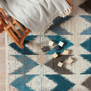 Jaipur Living Sanaa By Nikki Chu Zevi SBC06 Blue/Beige Area Rug Lifestyle Image