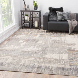 Jaipur Living Unstring by Kavi Storia UBV05 Light Gray/Tan Area Rug Lifestyle Image