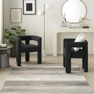 Nourison Jubilant JUB04 Grey Beige Area Rug Room Image Feature