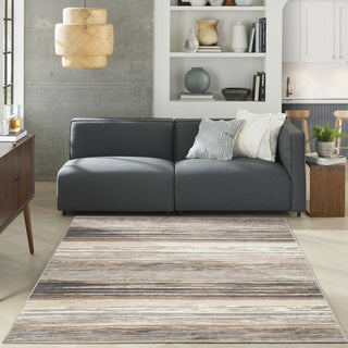 Nourison Jubilant JUB04 Grey Beige Area Rug Room Image Feature