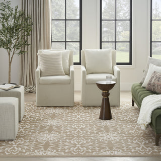 Nourison Jubilant JUB06 Taupe Area Rug Room Image Feature