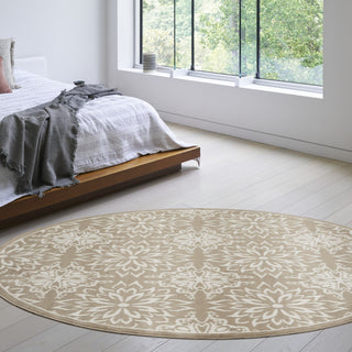 Nourison Jubilant JUB06 Taupe Area Rug Room Image Feature