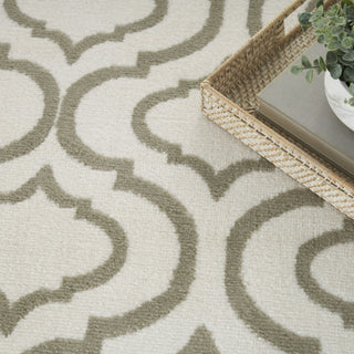 Nourison Jubilant JUB19 Ivory Green Area Rug Corner Image