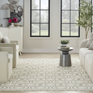Nourison Jubilant JUB19 Ivory Green Area Rug Room Image Feature