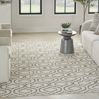 Nourison Jubilant JUB19 Ivory Green Area Rug Corner Image