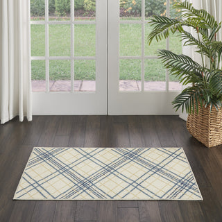 Nourison Jubilant JUB20 Ivory Navy Area Rug Corner Image