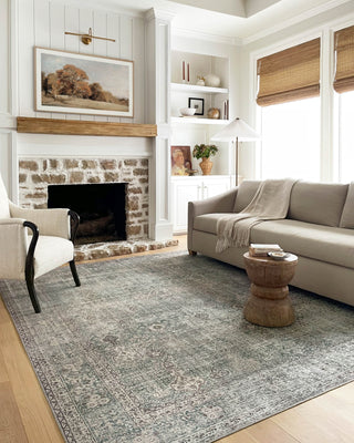 Chris Loves Julia x Loloi Jules JUL-08 Emerald/Antique Ivory Area Rug Lifestyle Image Feature