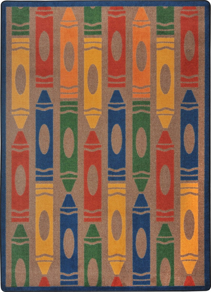 Joy Carpets Playful Patterns Jumbo Crayons Earthtone Area Rug