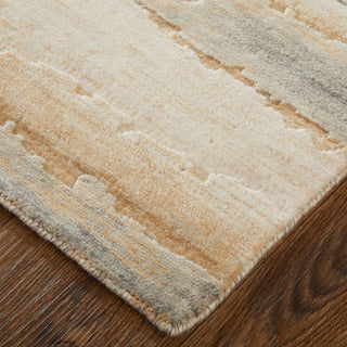 Feizy Jaxson 39PXF Tan/Brown/Gray Area Rug Corner Image with Rug Pad