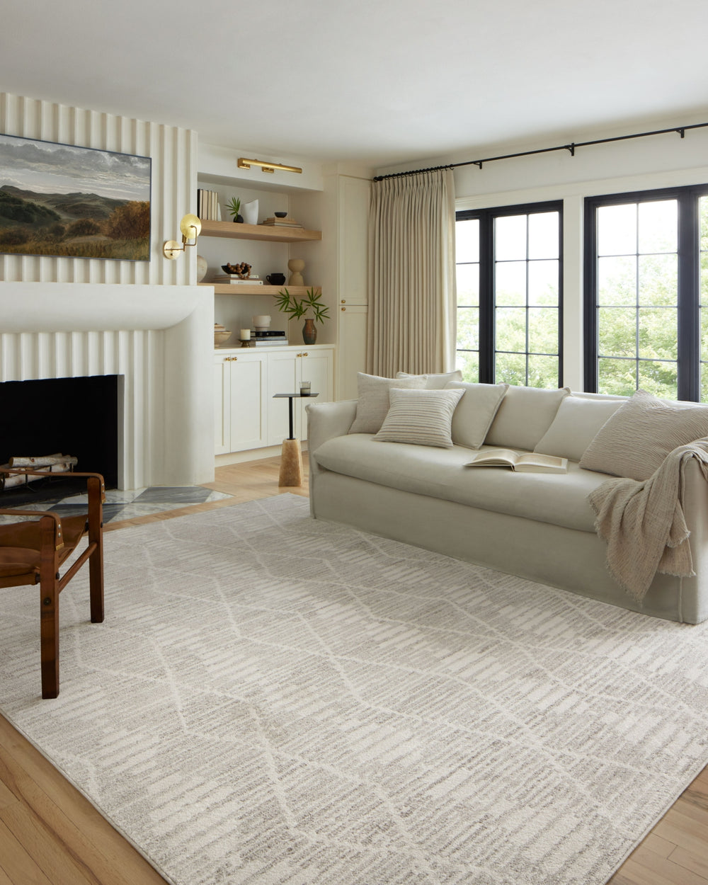 Loloi II Kamala KAM-02 Ivory/Silver Area Rug Lifestyle Image Feature