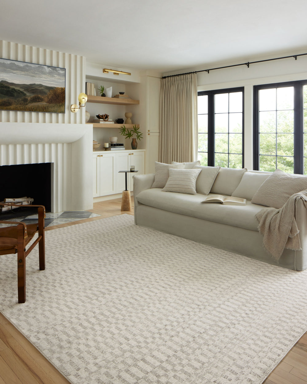 Loloi II Kamala KAM-05 Ivory/Grey Area Rug Lifestyle Image Feature