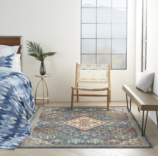 Nourison Karisma KAR02 Blue Ivory Area Rug Room Image Feature