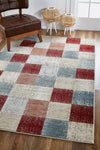 KAS Avalon 5616 Brown Checkered Area Rug Round Image