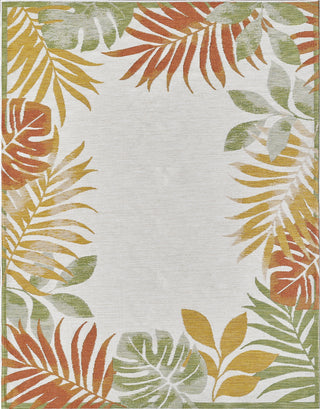 KAS Dahlia 1403 Ivory/Rust Tropical Border Area Rug Round Image