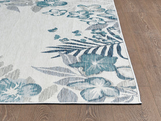 KAS Dahlia 1404 Ivory/Blue Garden Border Area Rug Corner Image