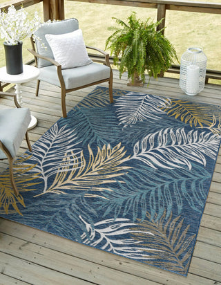 KAS Dahlia 1406 Ivory Blue Palms Area Rug Main Image