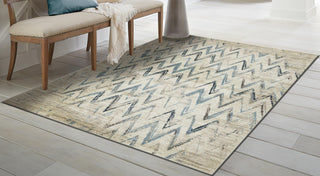 KAS Heritage 9364 Ivory/Blue Chevron Area Rug Lifestyle Image Feature