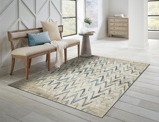KAS Heritage 9364 Ivory/Blue Chevron Area Rug Lifestyle Image Feature