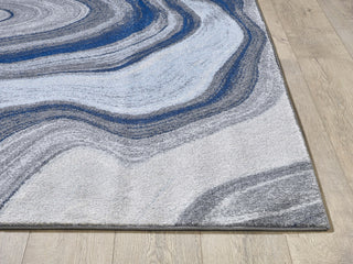 KAS Illusions 6227 Blue/Grey Marble Area Rug Round Image