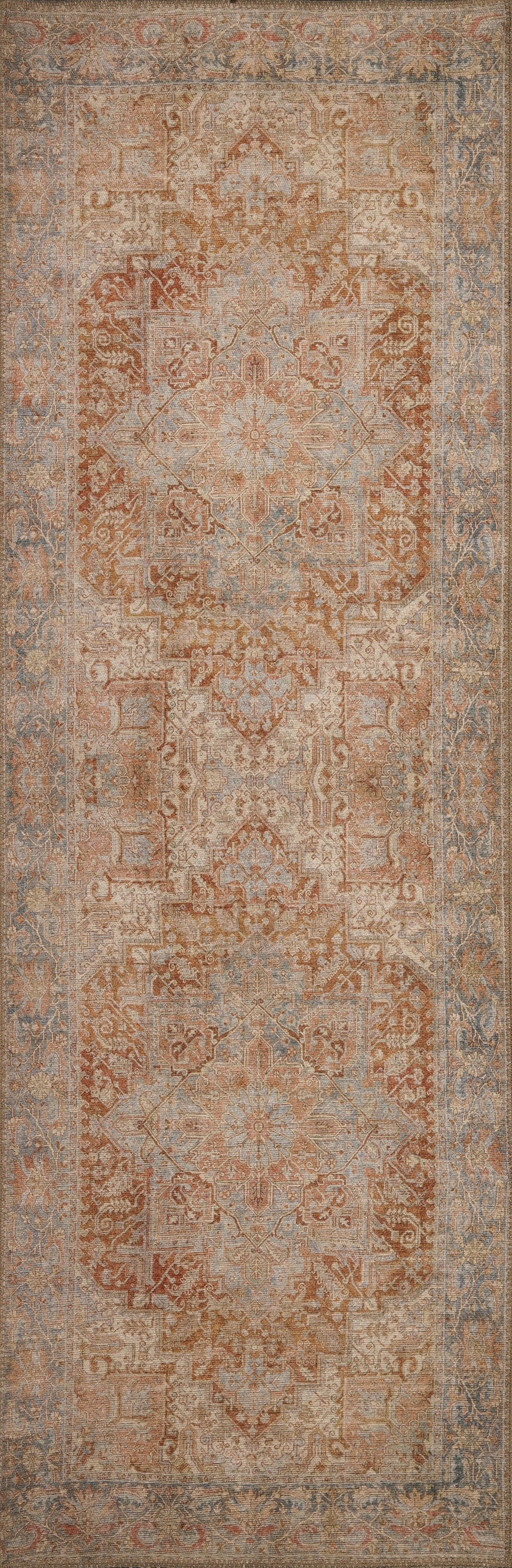 KAS London 4801 Rust Blue Serena Area Rug Lifestyle Image Feature