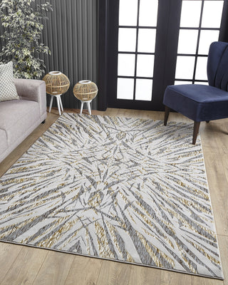 KAS Luna 7146 Ivory/Gold Illusions Area Rug Lifestyle Image Feature