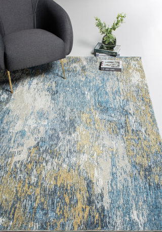 KAS Roxy 2802 Blue/Gold Mirage Area Rug Lifestyle Image Feature