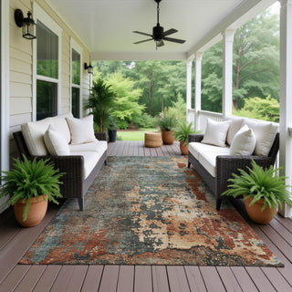 Dalyn Kochi KC11 Teal Area Rug Outdoor Lifestyle Image Feature