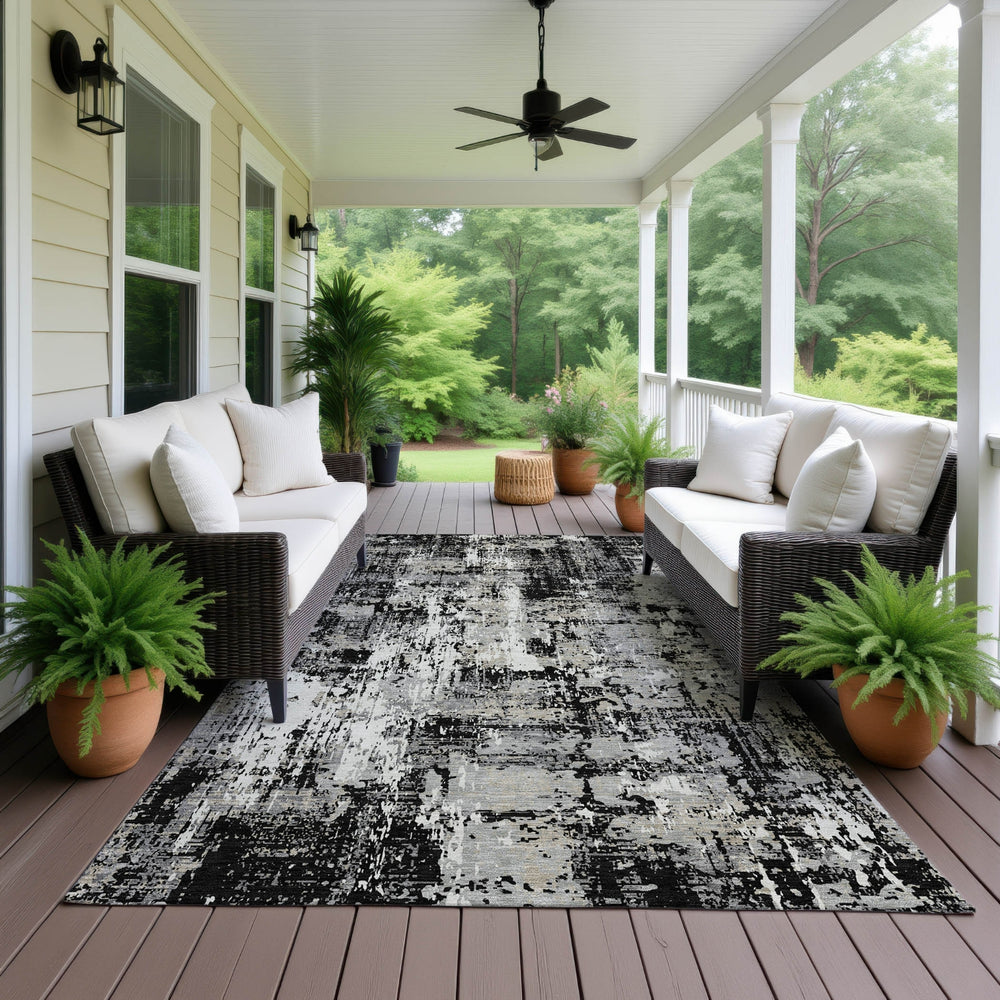 Dalyn Kochi KC7 Black Area Rug Outdoor Lifestyle Image Feature