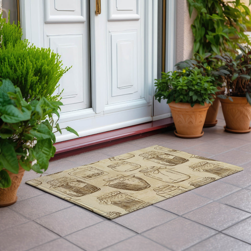 Dalyn Kendall KE18 Parchment Area Rug Scatter Outdoor Lifestyle Image Feature