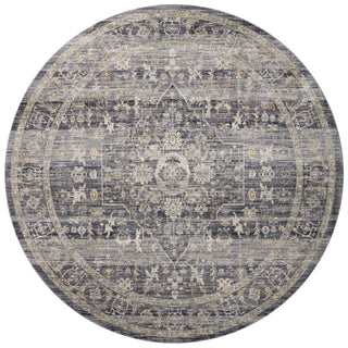 Katherine KES-03 Midnight/Tobacco Area Rug by Jean Stoffer X Loloi Round Image
