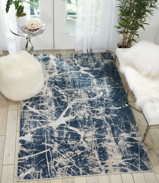 Nourison Heritage KI356 Beige Blue Area Rug Corner Image