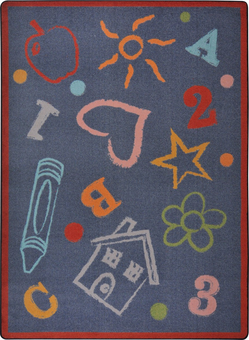 Joy Carpets Playful Patterns Kid's Art Chalkdust Area Rug