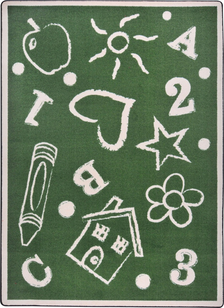 Joy Carpets Playful Patterns Kid's Art Green Area Rug