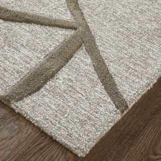 Feizy Kimball 8A30F Gray/Taupe/Ivory Area Rug Corner Image with Rug Pad