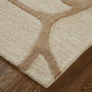 Feizy Kimball 8A32F Ivory/Brown/Tan Area Rug Corner Image with Rug Pad