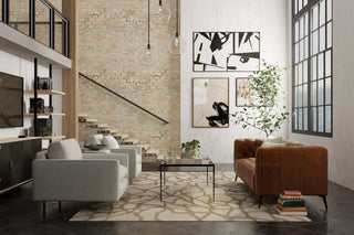 Feizy Kimball 8A32F Ivory/Brown/Tan Area Rug Lifestyle Image Feature