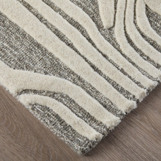 Feizy Kimball 8A34F Ivory/Gray Area Rug Corner Image with Rug Pad