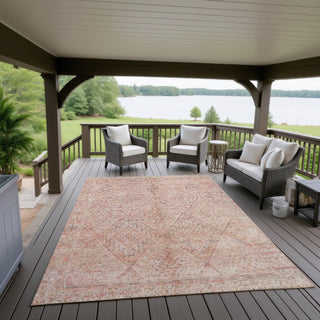 Dalyn Karaj KJ10 Pink Machine Washable Area Rug Outdoor Lifestyle Image Feature