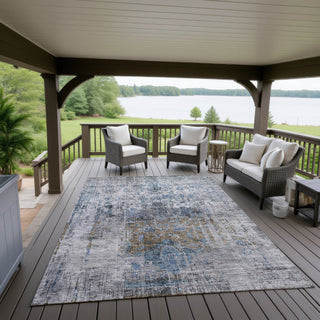 Dalyn Karaj KJ2 Blue Machine Washable Area Rug Outdoor Lifestyle Image Feature