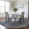 Dalyn Karaj KJ2 Blue Machine Washable Area Rug Round Lifestyle Image Feature