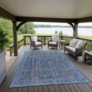 Dalyn Karaj KJ3 Blue Machine Washable Area Rug Outdoor Lifestyle Image Feature