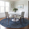 Dalyn Karaj KJ3 Blue Machine Washable Area Rug Round Lifestyle Image Feature