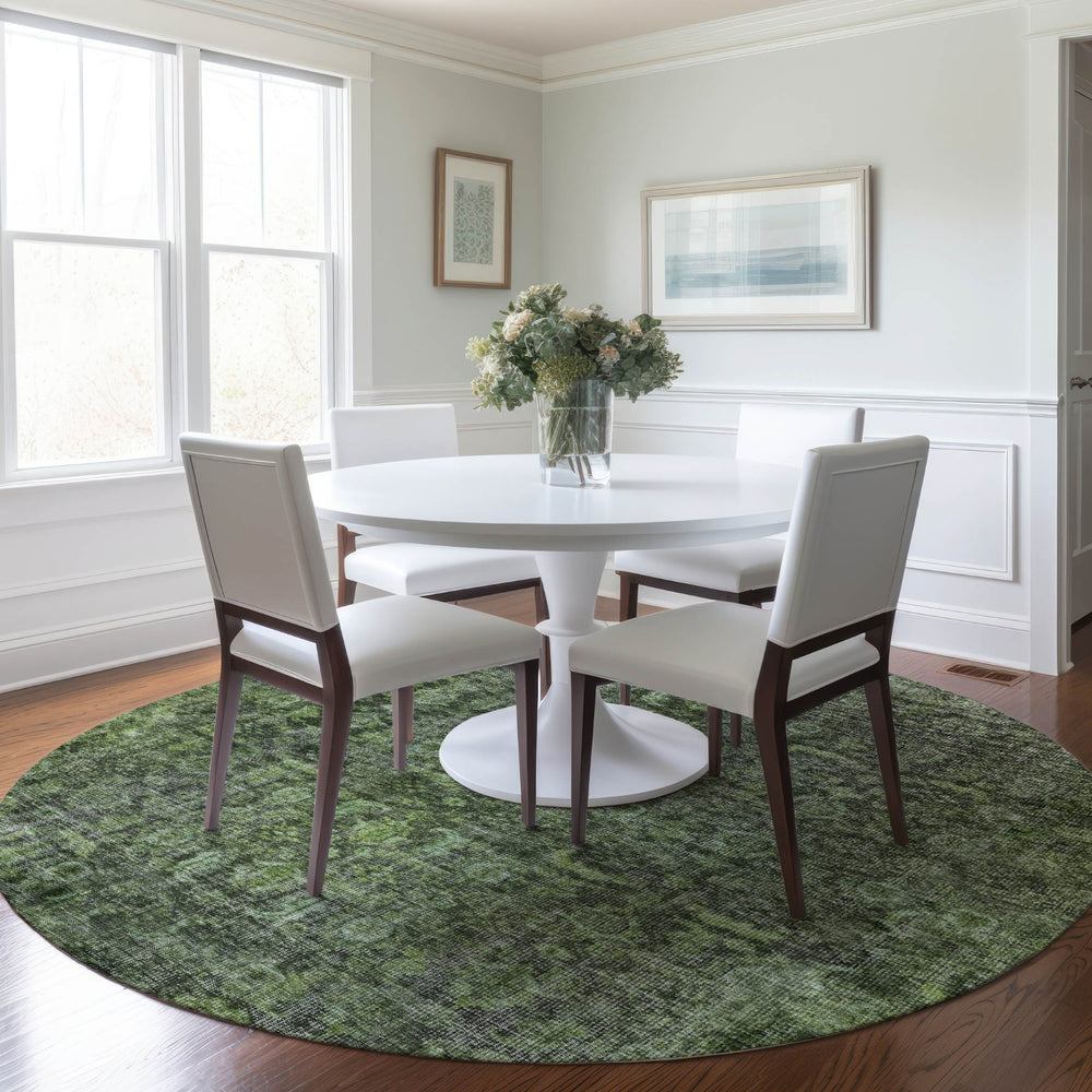 Dalyn Karaj KJ3 Cactus Machine Washable Area Rug Round Lifestyle Image Feature