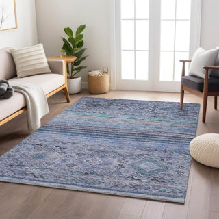 Dalyn Karaj KJ4 Blue Machine Washable Area Rug Lifestyle Image Feature