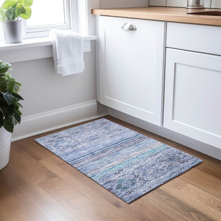 Dalyn Karaj KJ4 Blue Machine Washable Area Rug Scatter Lifestyle Image Feature