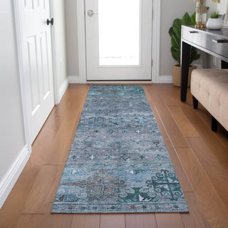 Dalyn Karaj KJ5 Blue Machine Washable Area Rug Runner Lifestyle Image Feature