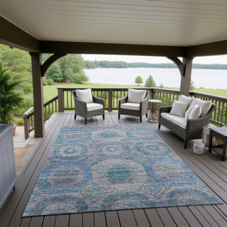 Dalyn Karaj KJ6 Blue Machine Washable Area Rug Outdoor Lifestyle Image Feature