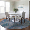 Dalyn Karaj KJ6 Blue Machine Washable Area Rug Round Lifestyle Image Feature
