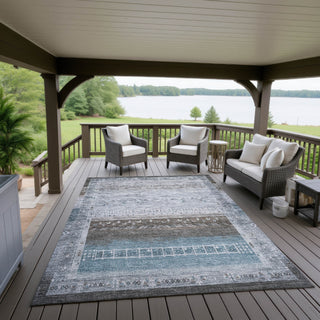 Dalyn Karaj KJ7 Blue Machine Washable Area Rug Outdoor Lifestyle Image Feature