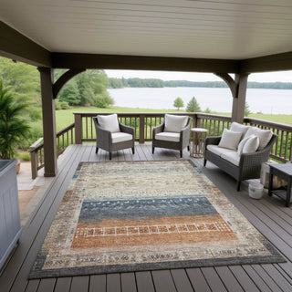 Dalyn Karaj KJ7 Brown Machine Washable Area Rug Outdoor Lifestyle Image Feature